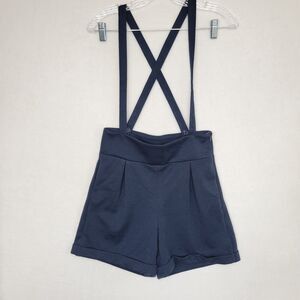 Moussy Navy Blue Overall Suspender Shorts Size Small Adjustable Cuffed Pockets